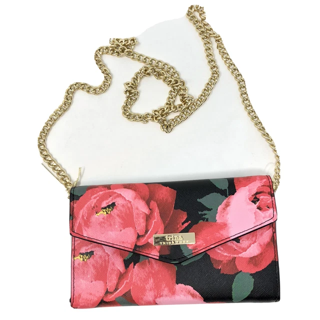 TRINA TURK Crossbody Bag Purse Pink Rose Faux Leather Chain NWT