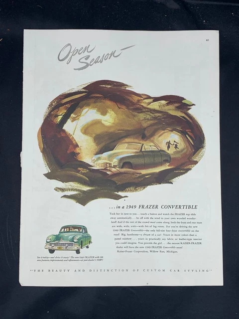Magazine Ad* - 1949 - Frazer Convertible - Open Season