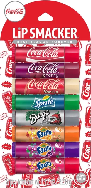 Coca-Cola Flavored Lip Balm, 8 Count, Flavors Coke, Cherry Coke, Vanilla Coke, S