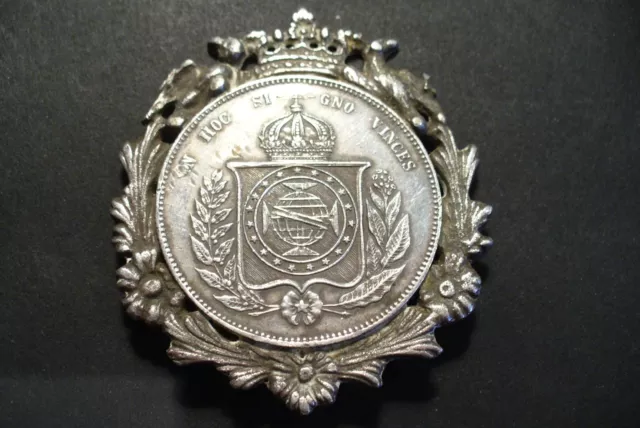 Tres Jolie 2000 Reis Montée En Broche Argent 1854 - Poids 41 Gr. - Superbe !