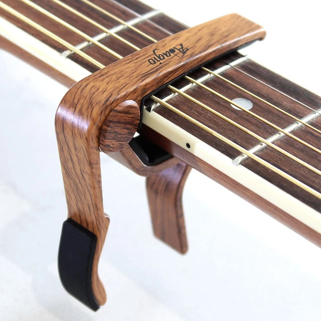 WOODEN CAPO ACOUSTIC Or Electric Guitar + 5 Picks and Chart by ADAGIO
