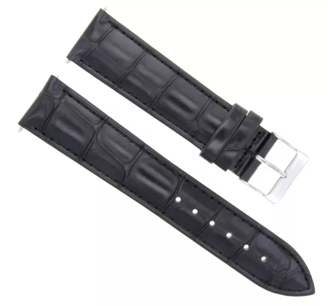 18Mm Leather Watch Strap Band For Jaeger Lecoultre Watch Black