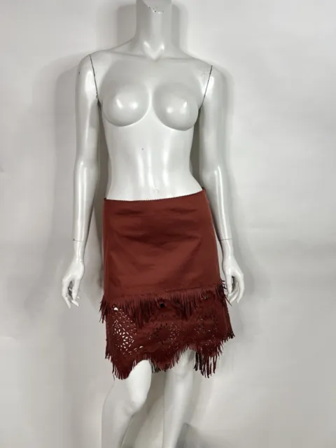 Vtg Jean Paul Gaultier Burnt Red Cutout Skirt 42 M