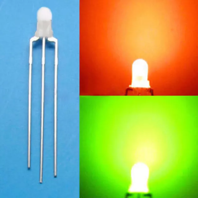 100x 3/5mm 3-Pin Dual Bi-Color Diffuse Common Cathode/anode LED Diode