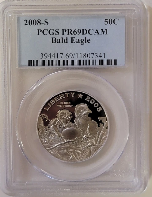 PCGS PR69DCAM - 2008 S Bald Eagle Proof $1 Commemorative Half Dollar 50C  Coin
