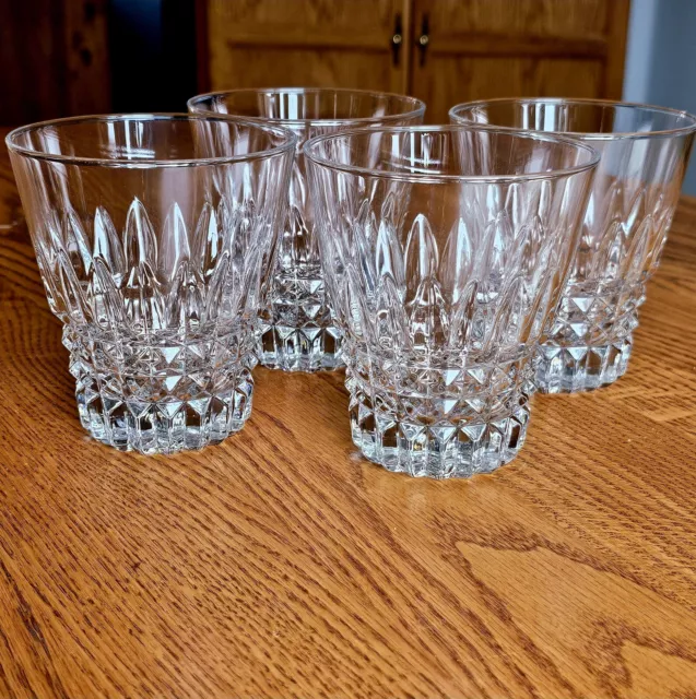 4 Fine Cut Crystal Double Old Fashioned Rocks Whiskey Glasses 4" heavy barware