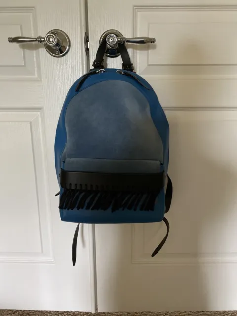 $1095 3.1 Phillip Lim black & blue Leather Fringe Bianca Backpack handbag