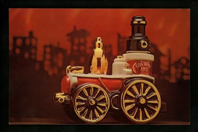 Ezra Brooks Bottles postcard Distilling Co. Frankfort, KY Fire Fighting Chicago
