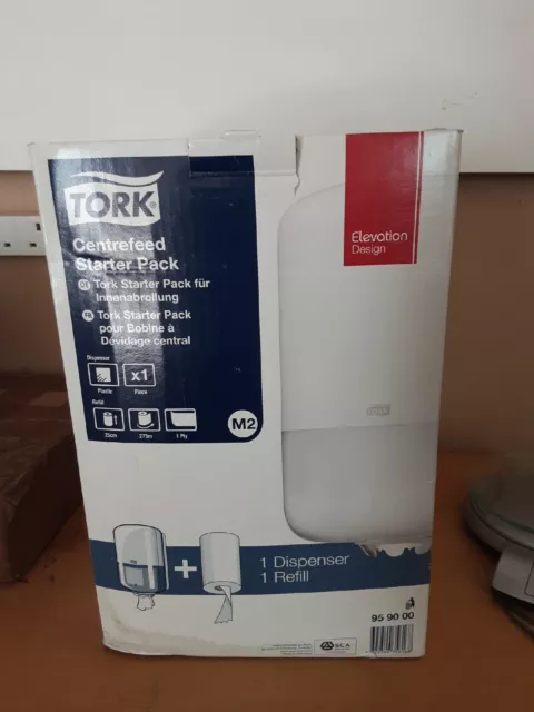 Tork M2 Distributore di alimentazione centrale asciugamano di carta & 1 filtro bianco inutilizzato, in scatola