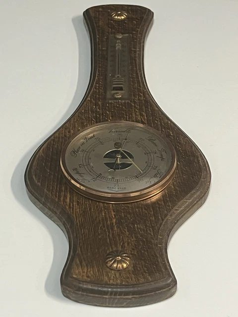 Barometre thermometre vintage bois Made in France station meteo murale deco - Décoration