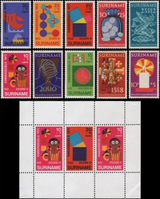 Surinam #B182-B191 1972 juego semi-postal, mixto MNH y MH