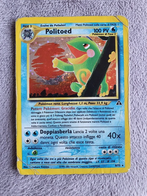 CARTA POKEMON POLITOED 8/75 RARA HOLO set neo discovery ITA NB EUR 1,00 ...
