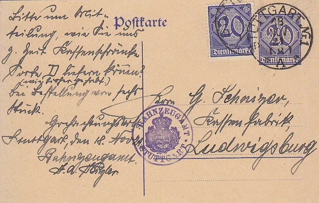 DEUTSCHES  REICH  - 5 x Dienstpostkarten - ex  DP  1 /4 - alle  BEDARFSGEBRAUCHT