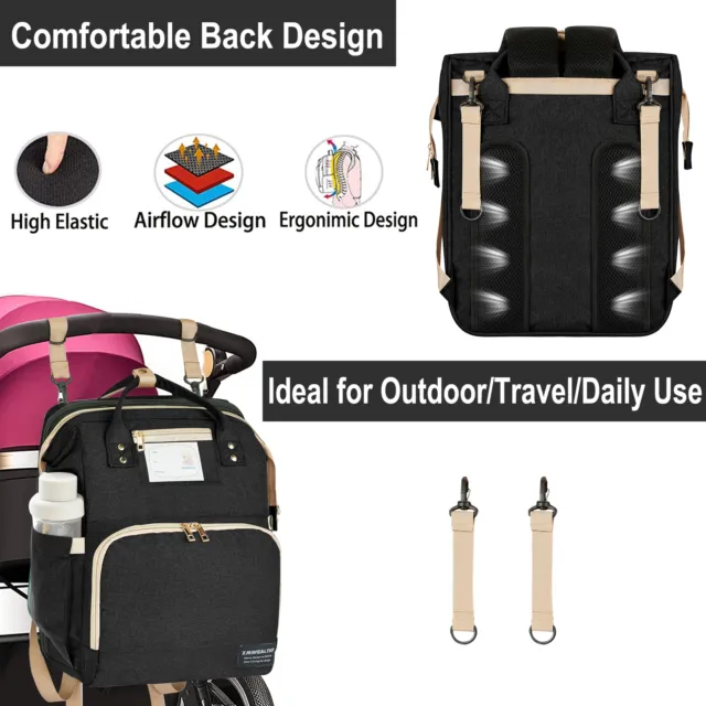 Multi-Functional Diaper Bag 3 in 1 Baby Bed Foldbale Bassinet Crib Backpack 9