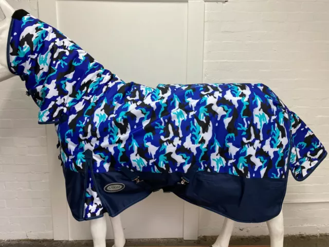 AXIOM 1800D BALLISTIC WATERPROOF CAMOBLUE / BLACK 220g HORSE COMBO RUG - 6' 9