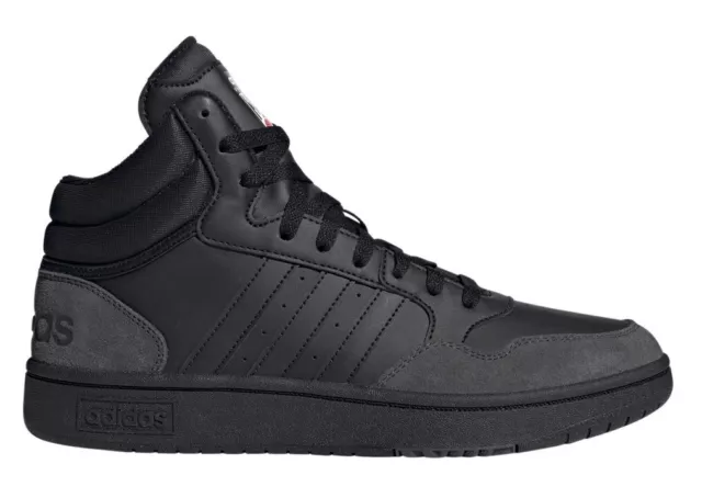 Scarpe da uomo Adidas HP7939 HOOPS 3.0 sneakers alte sportive basket pelle nere