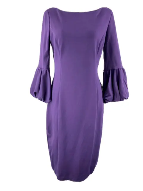 Eliza J Purple Knit Bell Sleeves Cocktail Sheath Dress Womens Size 8