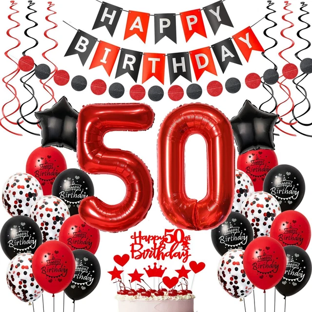 Ohaoduo 50. Geburtstag Deko-Set Für Frauen - Bunt, Inkl. Folienballons, Banner & Tortendeko