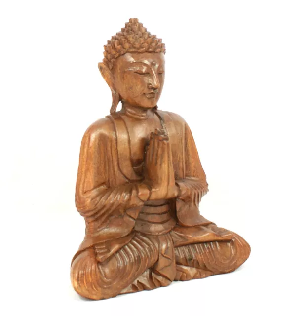 Wooden Buddha Statue Namaskara Mudra Praying 31cm Thai Large Gift Idea 2