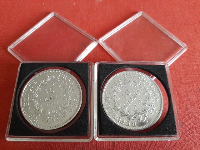 Lot de 2 Pièces de 10 Francs Hercule en Argent Années 1971 et 1972
