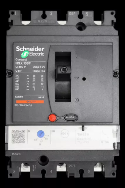 SCHNEIDER 63 AMP 36kA TRIPLE POLE MCCB NSX100F LV429632 TM63D