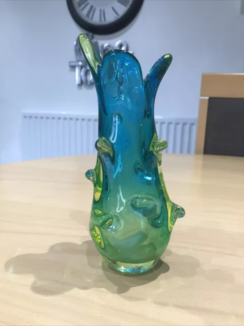 Rare Karlovarske (Msistov / Moser) Cased Sklo Czech Art Glass Vase