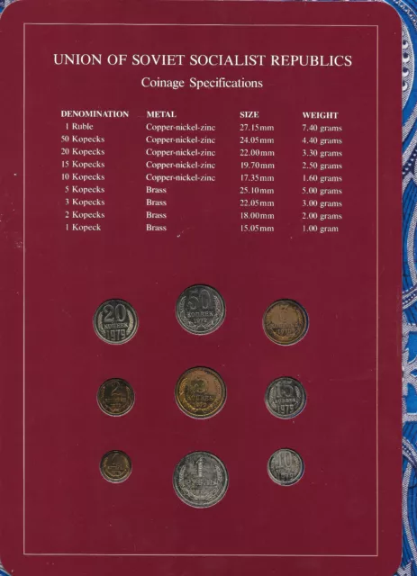 Coin Sets of All Nations USSR Russia UNC 1 Ruble 2,3,5,10,15,20,50 Kopecks 1979 2