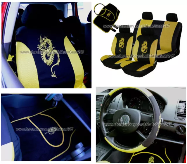 Yellow Dragon 13pcs Car Seat Covers, Mats,Harness Pads, Steering Cover Package +