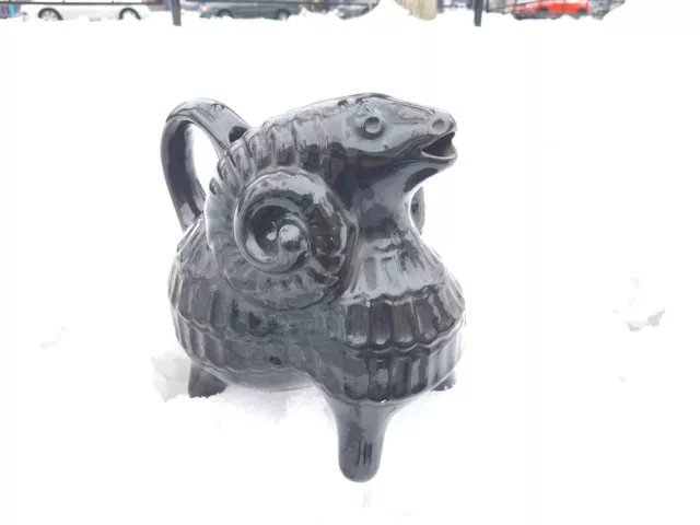 Vintage Handmade Pottery Ceramic Glaze Figurine Goat Sheep 60s Folk Pottery