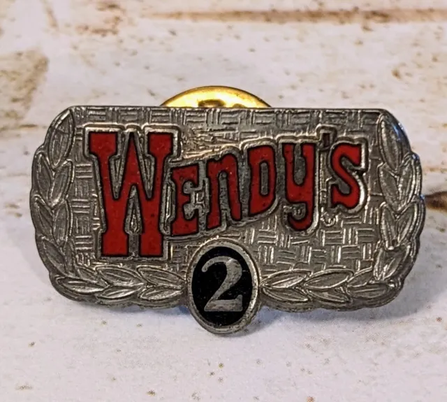 Vintage Wendy's 2 Years of Service Lapel Pin - Crew Member Award - Fast Food