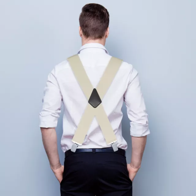 Men Suspender X Shape Elegant Elastic Brace Casual Accessories With Clips