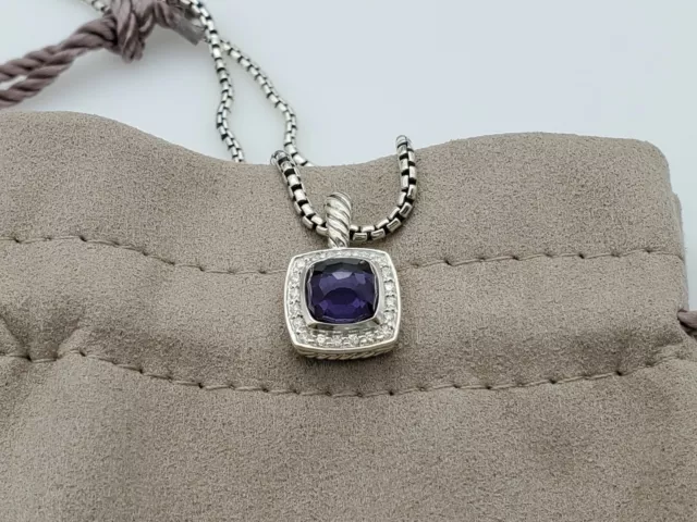 David Yurman Petite Albion Pendant Necklace with Black Orchid and Diamonds