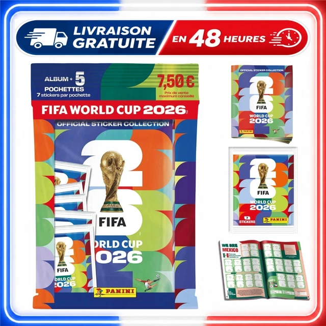 Coupe du Monde 2026 Coffret XXL avec album Panini inclus, stickers, calendrier collier fleur Allemagne (50 pochette / 350 stickers) - Jeux - Jouets Coupe du Monde 2026 Coffret XXL avec album Panini inclus, stickers, calendrier collier fleur Allemagne (50 pochette / 350 stickers) - Jeux - Jouets