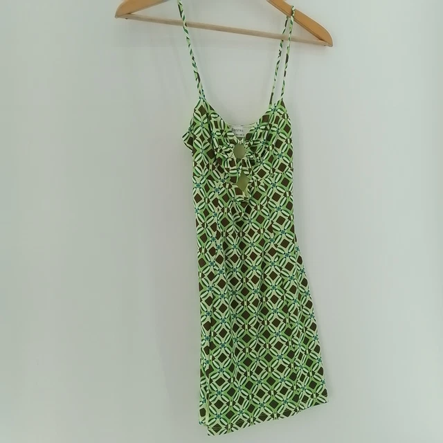 BERSHKA SIZE M Green Blue Jewellery Detail Dress Halterneck Cut Out NEW  Back Zip $23.87 - PicClick