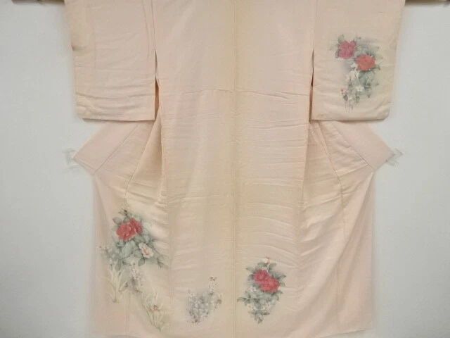 41618# Japanese Kimono / Antique Kimono / Embroidery / Floral Plants