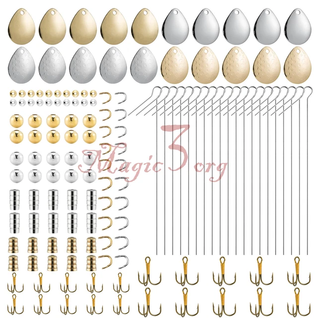 140PCS SPINNER BAIT Making Parts Starter Kit Shaft Spinner Blades, diy