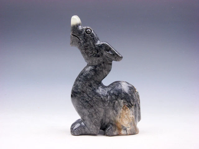 Old Nephrite Jade Stone Carved Sculpture Foo Dog Looking Up #10292303
