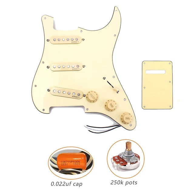 Loaded SSS Pickguard Alnico V Pickups Back Cover Drop Capacitor for ST Strat USA