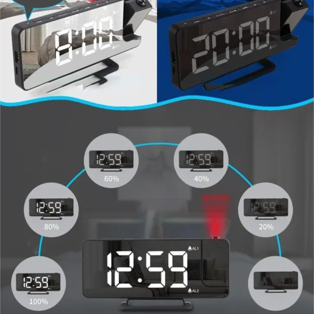 Despertador vibratorio multifuncional con diseño elegante y proyección clara