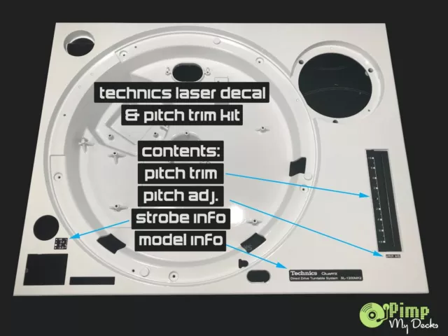 Technics Pitch Trim & Laseraufkleber / Abzeichen / Aufkleber-Kit - Schwarz/Weiss 1210 1200 3