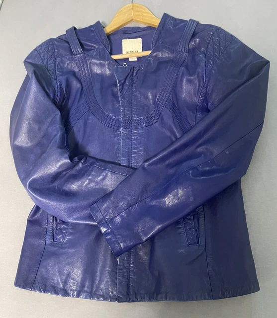 Damen Lederjacke Blau Militär Victory Parade Style Real Soft