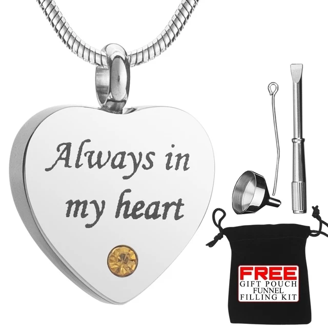 Cremation Ashes Urn Collar Corazón Colgante Joyería Para Memorial Locket Topacio