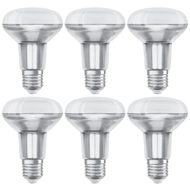 6 x Osram LED Star Glas Reflektor R80 9,1W = 100W E27 matt 670lm warmweiß 2700K