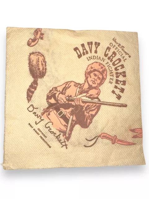 Vintage Walt Disney Davy Crockett Indian Fighter Napkin Official