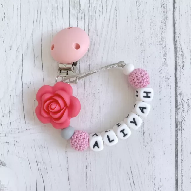 Silicone DUMMY CLIP Personalised| Dummy Chain|Pacifier Clip|Baby Shower Gift