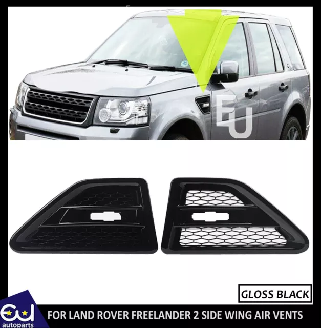 For Freelander 2 Lr2 Pair Gloss Black Side Wing Air Intake Grille Vents