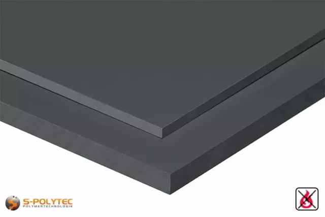 Hart PVC Platte Zuschnitt | VERSCHIEDENE STÄRKEN & GRÖßEN| dunkel grau RAL 7011 2