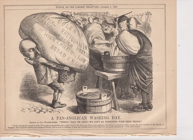 1867 Punch Cartoon Pan-Anglican Washing Day