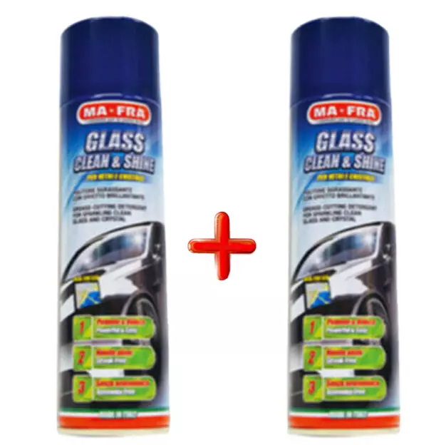 2 X Pulitore Vetri Auto Ma-Fra Glass Clean & Shine Spray Effetto Brillante Mafra