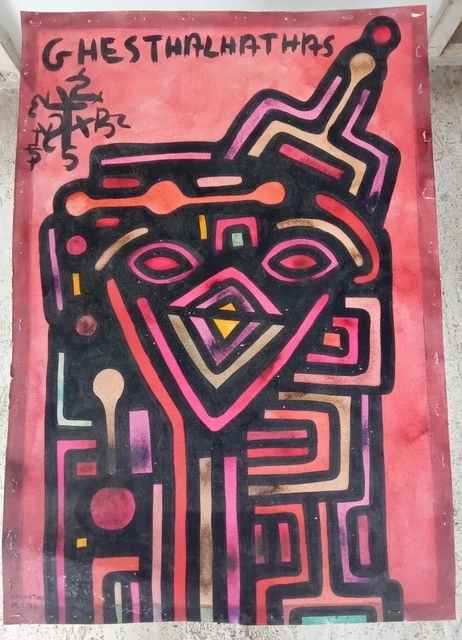 Dipinto Olio Su Tela Astratto Anni 70 "Testardaggine"  1983